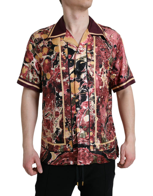 Dolce & Gabbana Mehrfarbiges Button-Down-Seidenhemd