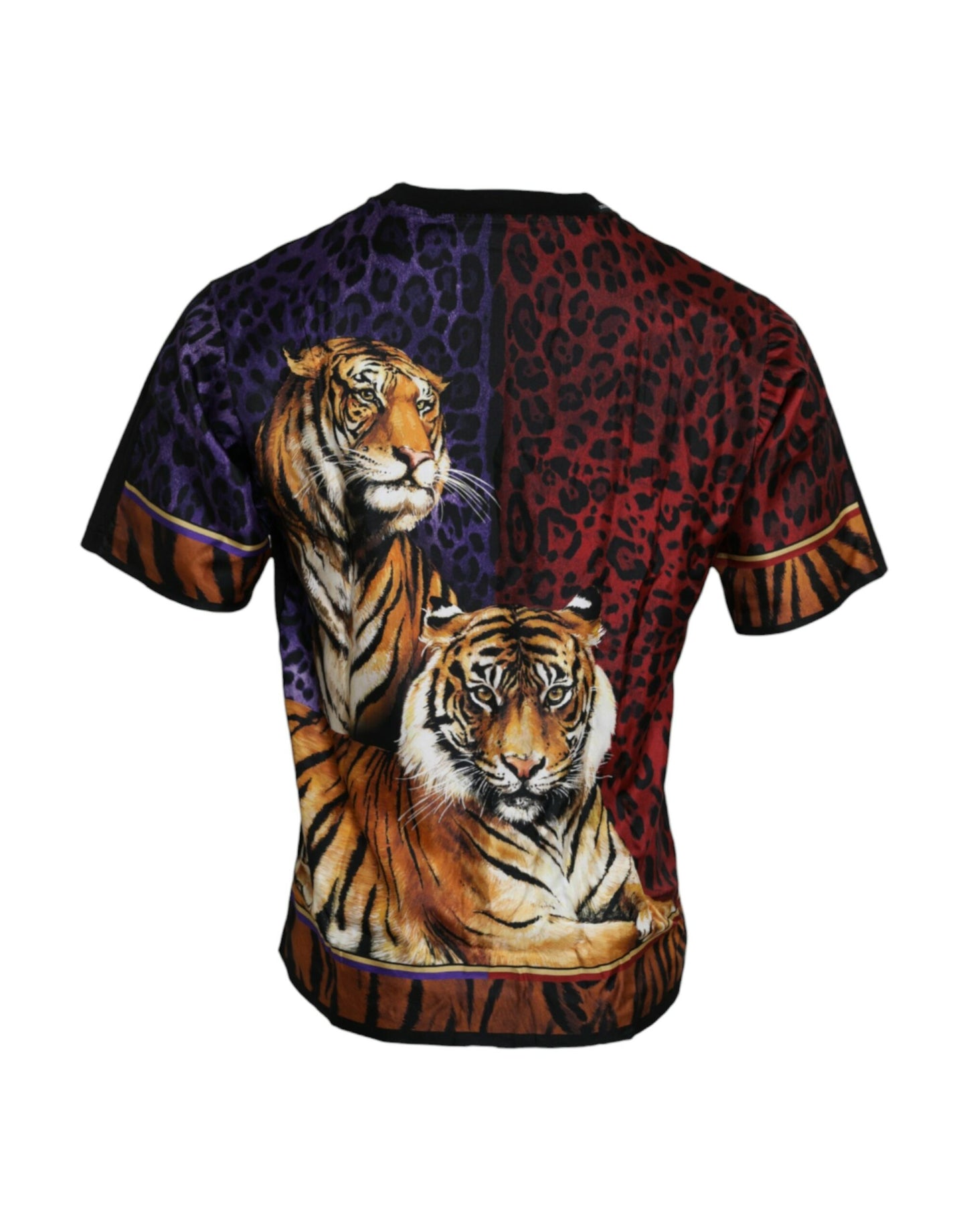 Dolce & Gabbana – Kurzärmliges Baumwoll-T-Shirt mit mehrfarbigem Tiger-Print
