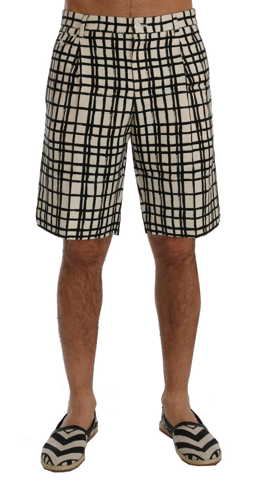 Dolce & Gabbana – Weiß-schwarz gestreifte Freizeitshorts