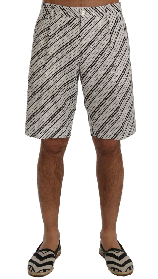 Dolce & Gabbana – Weiß-schwarz gestreifte Freizeitshorts