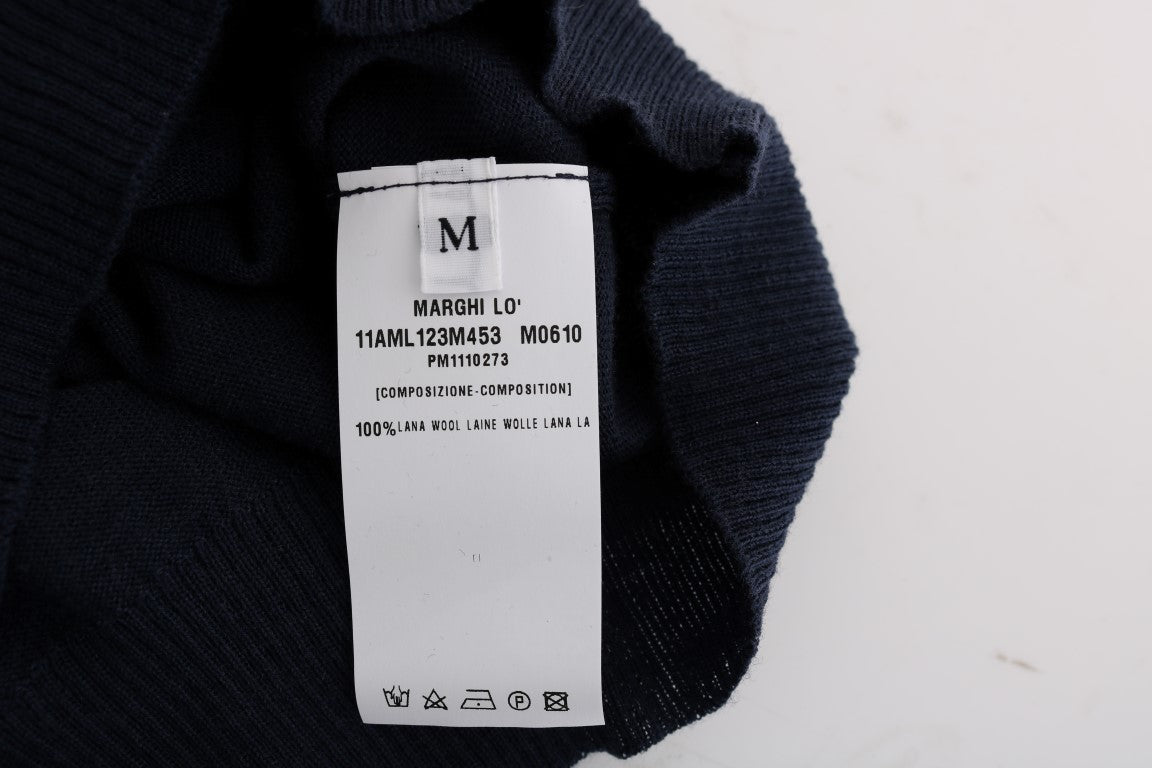 MARGHI LO' Blaues Blusentop aus 100 % Wolle