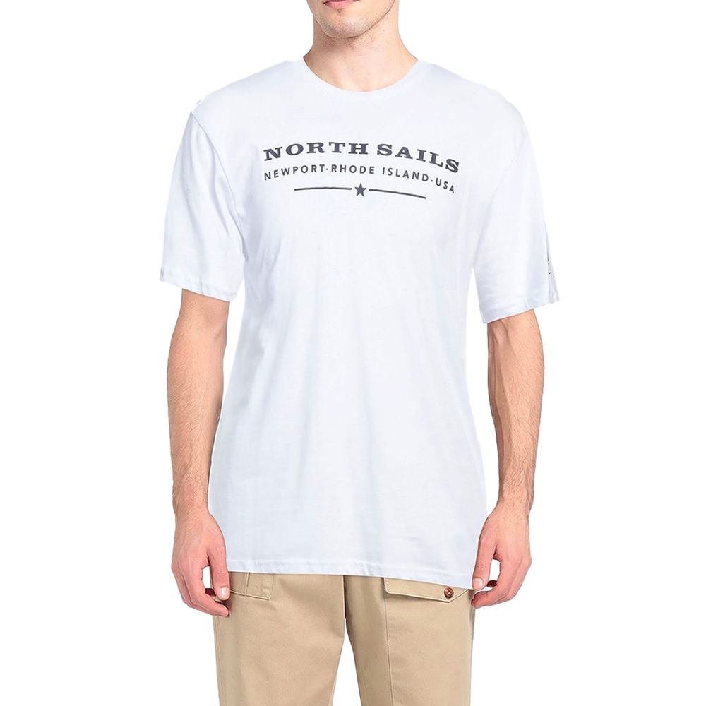 North Sails – Elegantes weißes Baumwoll-T-Shirt mit Brustaufdruck