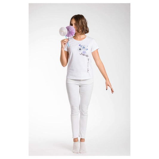 A.Tratti Elegantes weißes Stretch-Viskose-T-Shirt