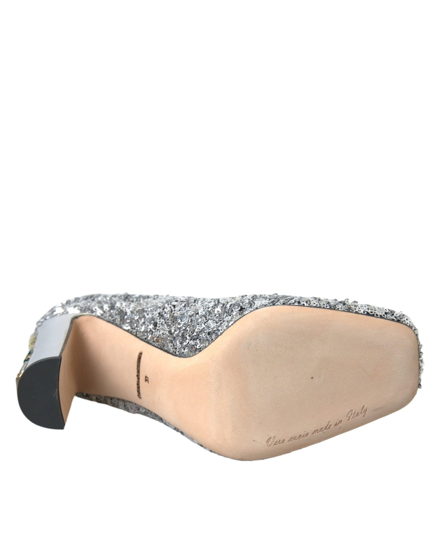 Dolce & Gabbana Silberne Pumps mit Paillettenverzierung