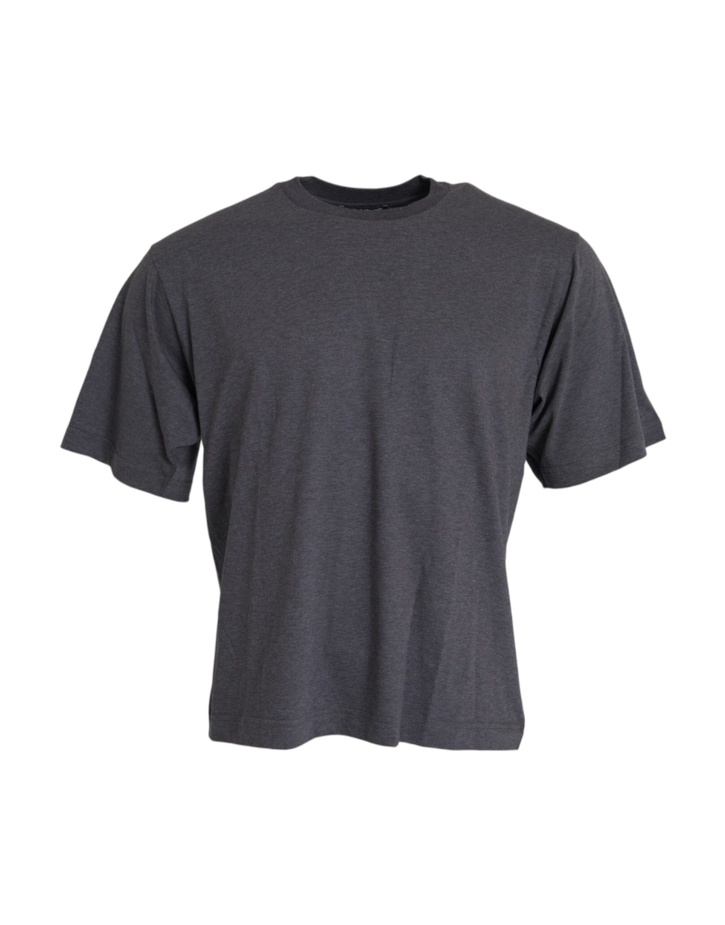 Dolce & Gabbana Graues Kurzarm-T-Shirt aus Baumwolle mit Rundhalsausschnitt