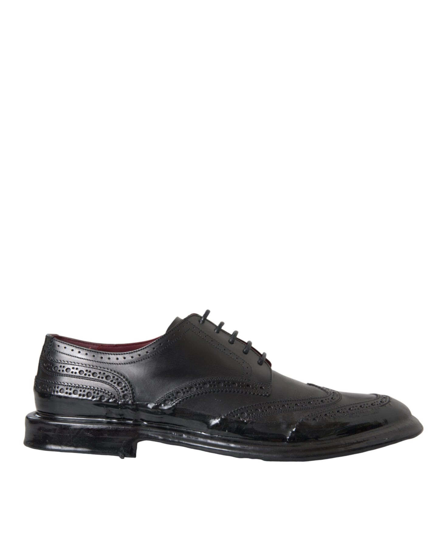Dolce & Gabbana – Oxford-Schuhe aus schwarzem Leder mit Flügelkappe für formelle Herren