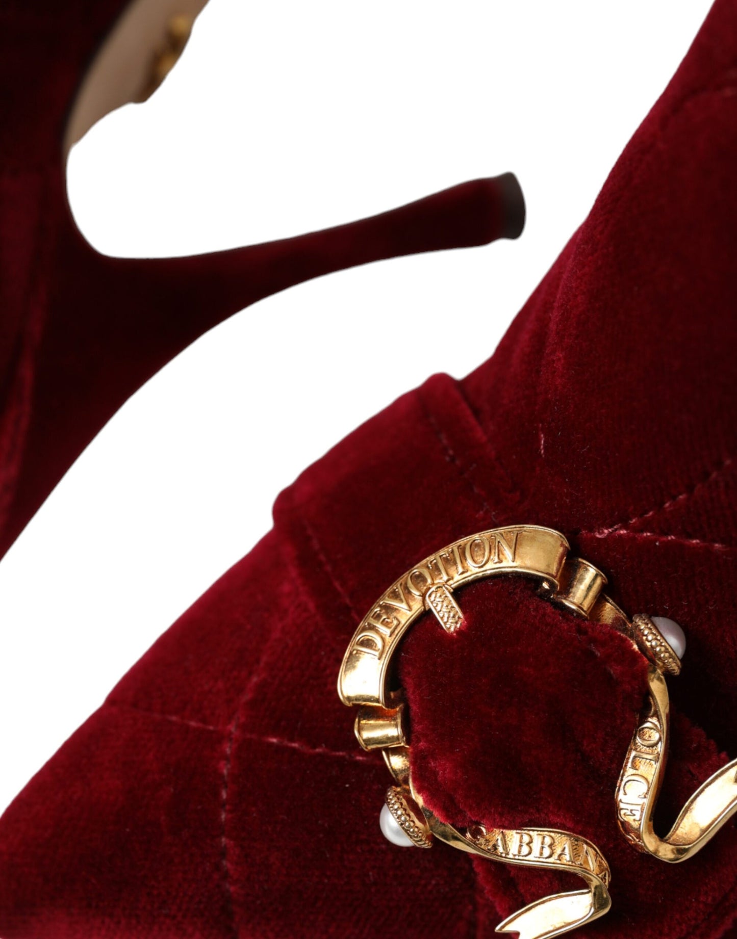 Dolce & Gabbana Dunkelrote Samtstiefel mit Schnalle