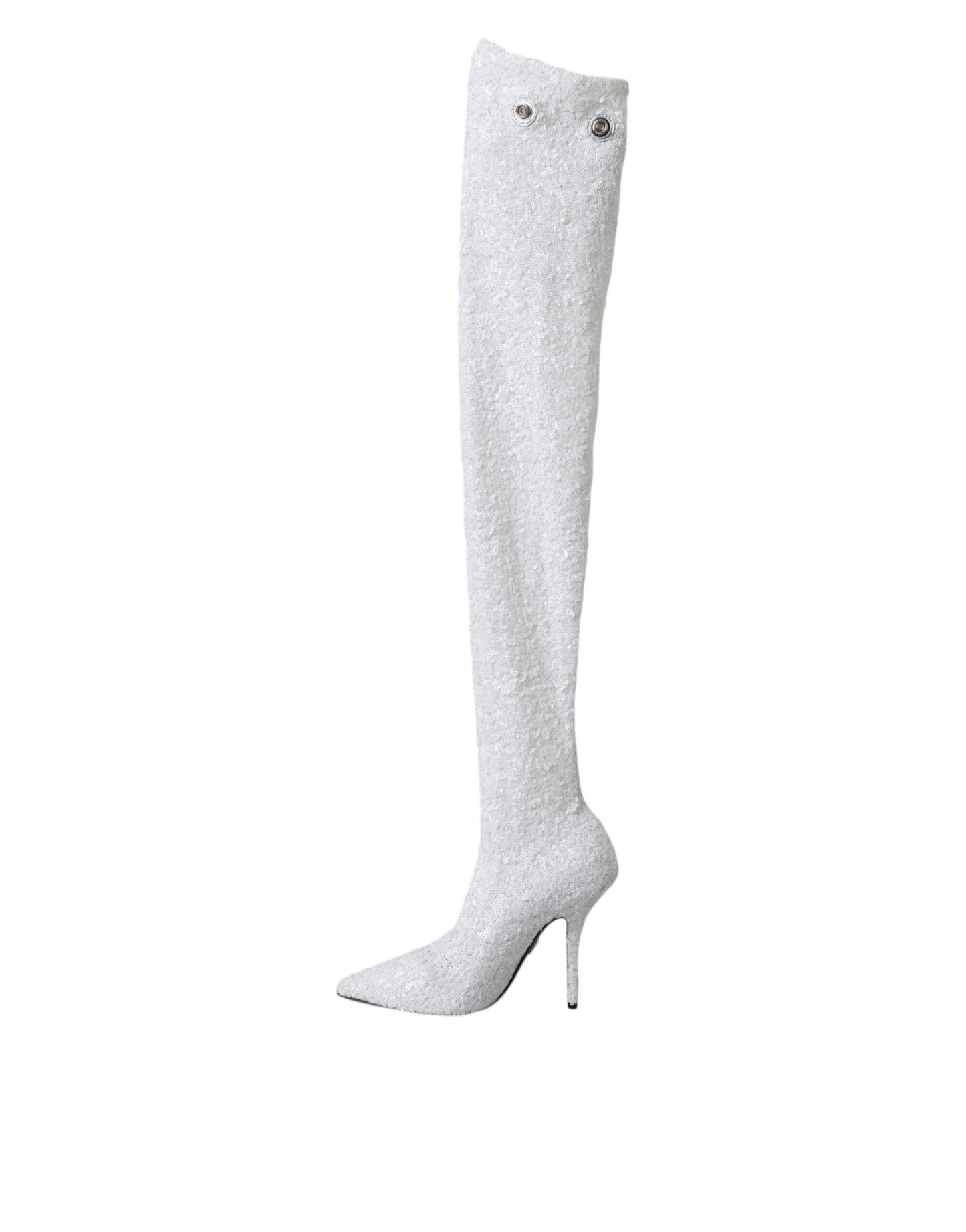 Dolce & Gabbana Weiße Heels Stiletto Kniehohe Stiefel Schuhe