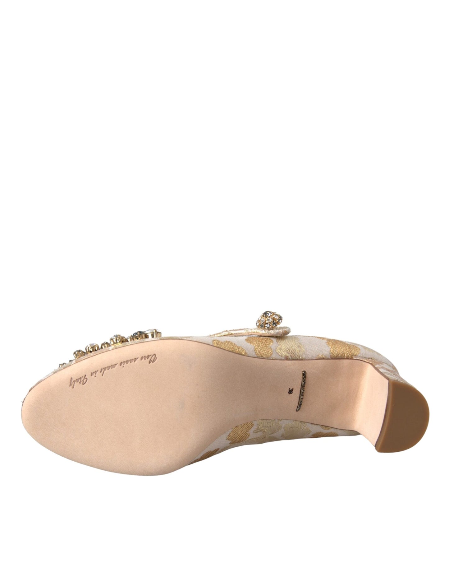 Dolce & Gabbana – Mary Janes-Pumps mit goldenem Jacquard-Kristall