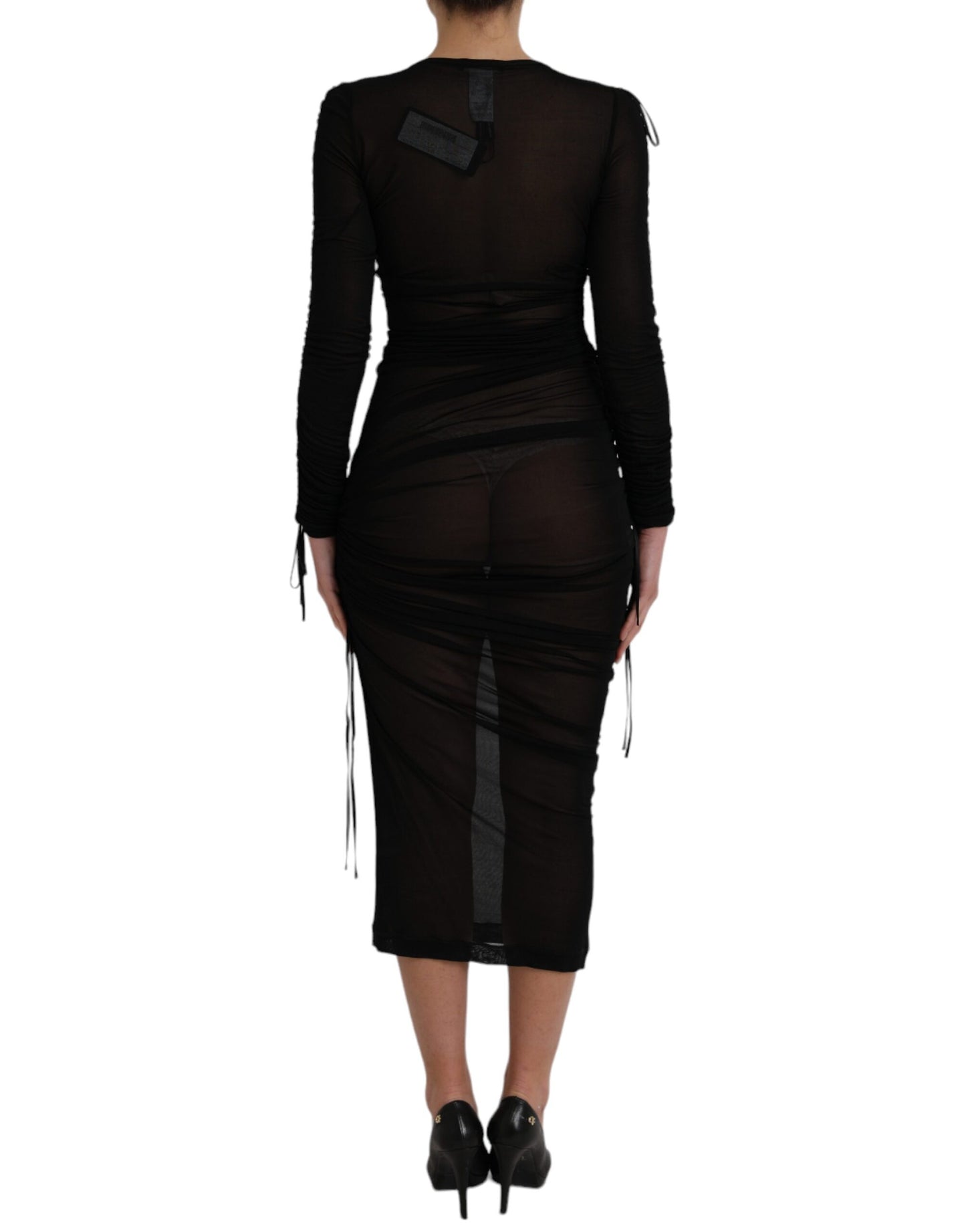 Dolce & Gabbana – Schwarzes, transparentes, figurbetontes Etui-Midikleid