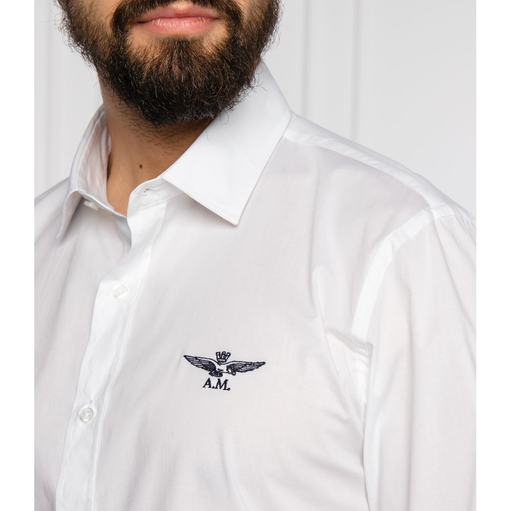 Aeronautica Militare Weißes Herrenhemd aus Baumwolle