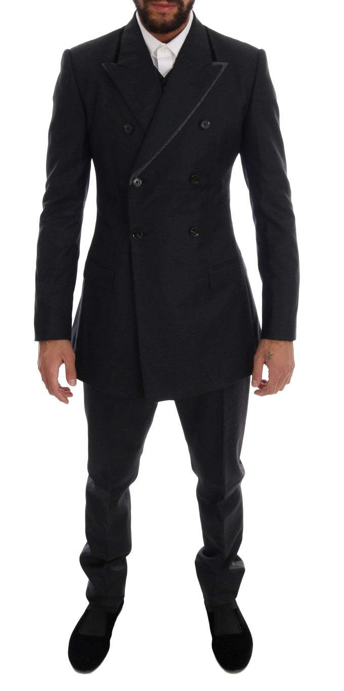 Dolce & Gabbana – Zweireihiger 3-teiliger Anzug aus grauer Wolle