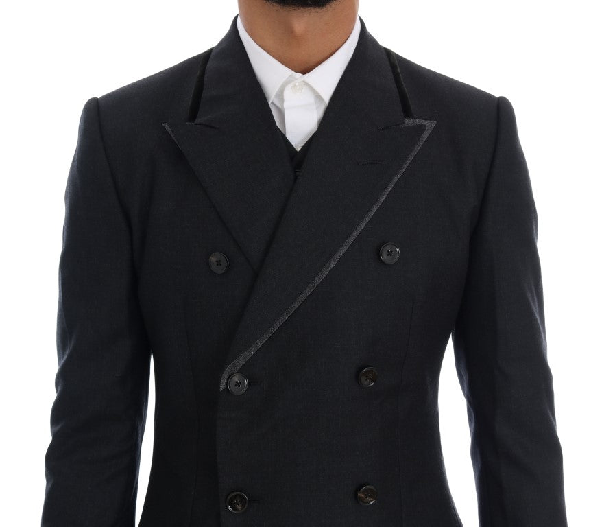 Dolce & Gabbana – Zweireihiger 3-teiliger Anzug aus grauer Wolle