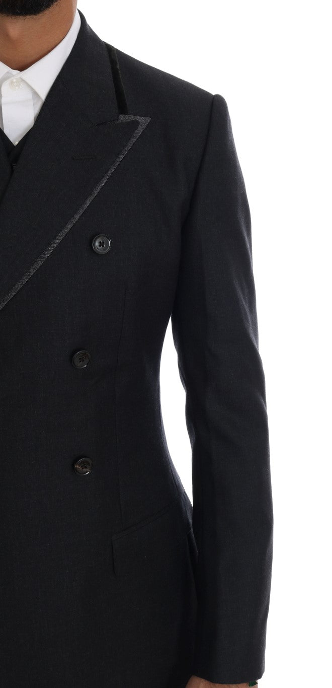 Dolce & Gabbana – Zweireihiger 3-teiliger Anzug aus grauer Wolle