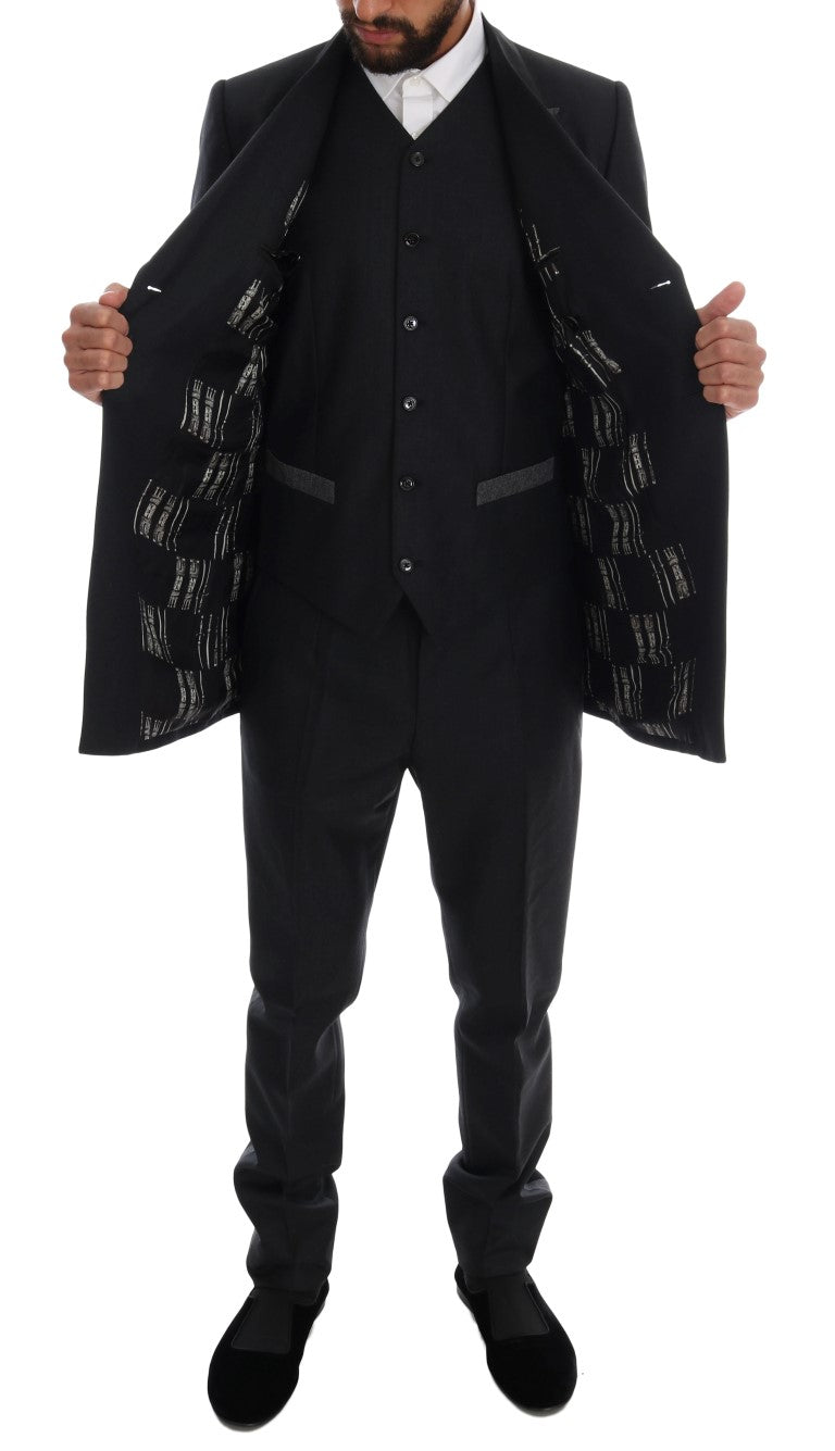 Dolce & Gabbana – Zweireihiger 3-teiliger Anzug aus grauer Wolle