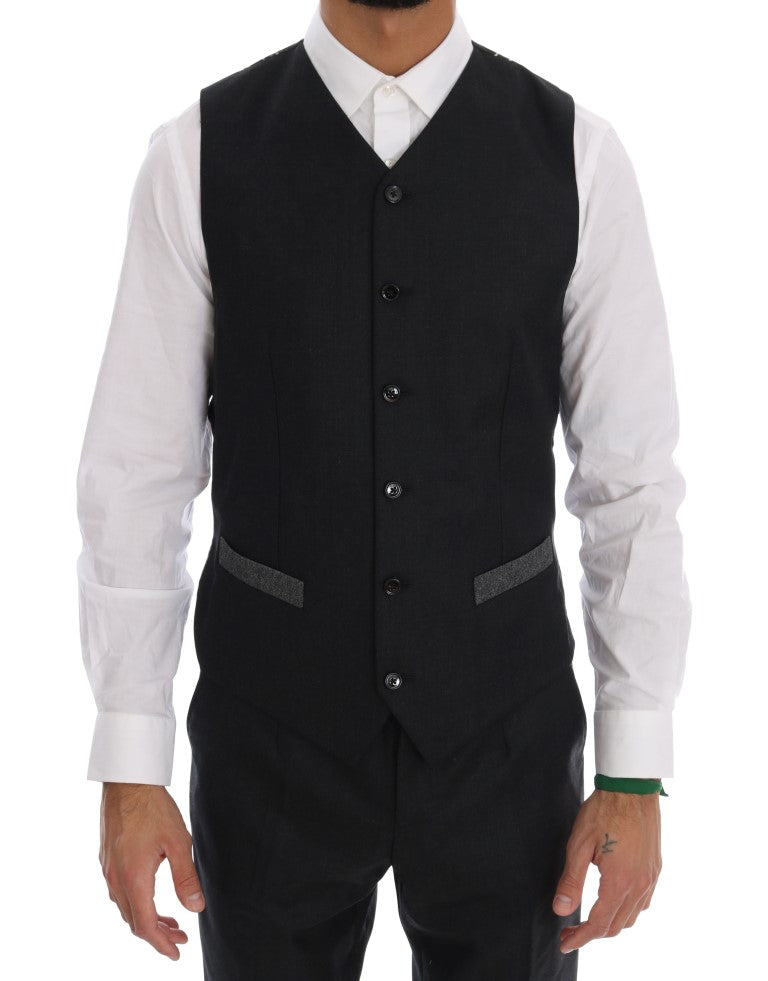 Dolce & Gabbana – Zweireihiger 3-teiliger Anzug aus grauer Wolle