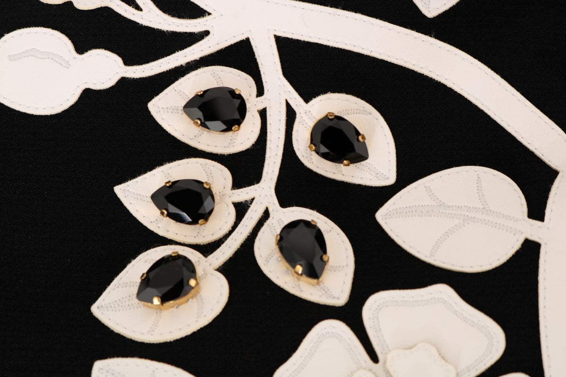 Dolce & Gabbana Schwarze Jacke mit Barock-Blumen und Kristallen