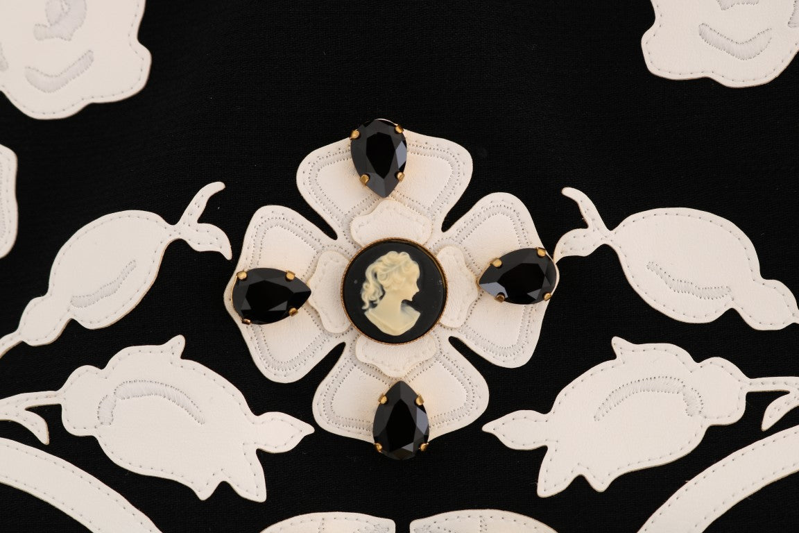 Dolce & Gabbana – Schwarzer Bleistiftrock mit Kristallblumenmuster
