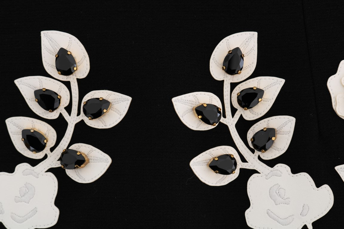 Dolce & Gabbana – Schwarzer Bleistiftrock mit Kristallblumenmuster