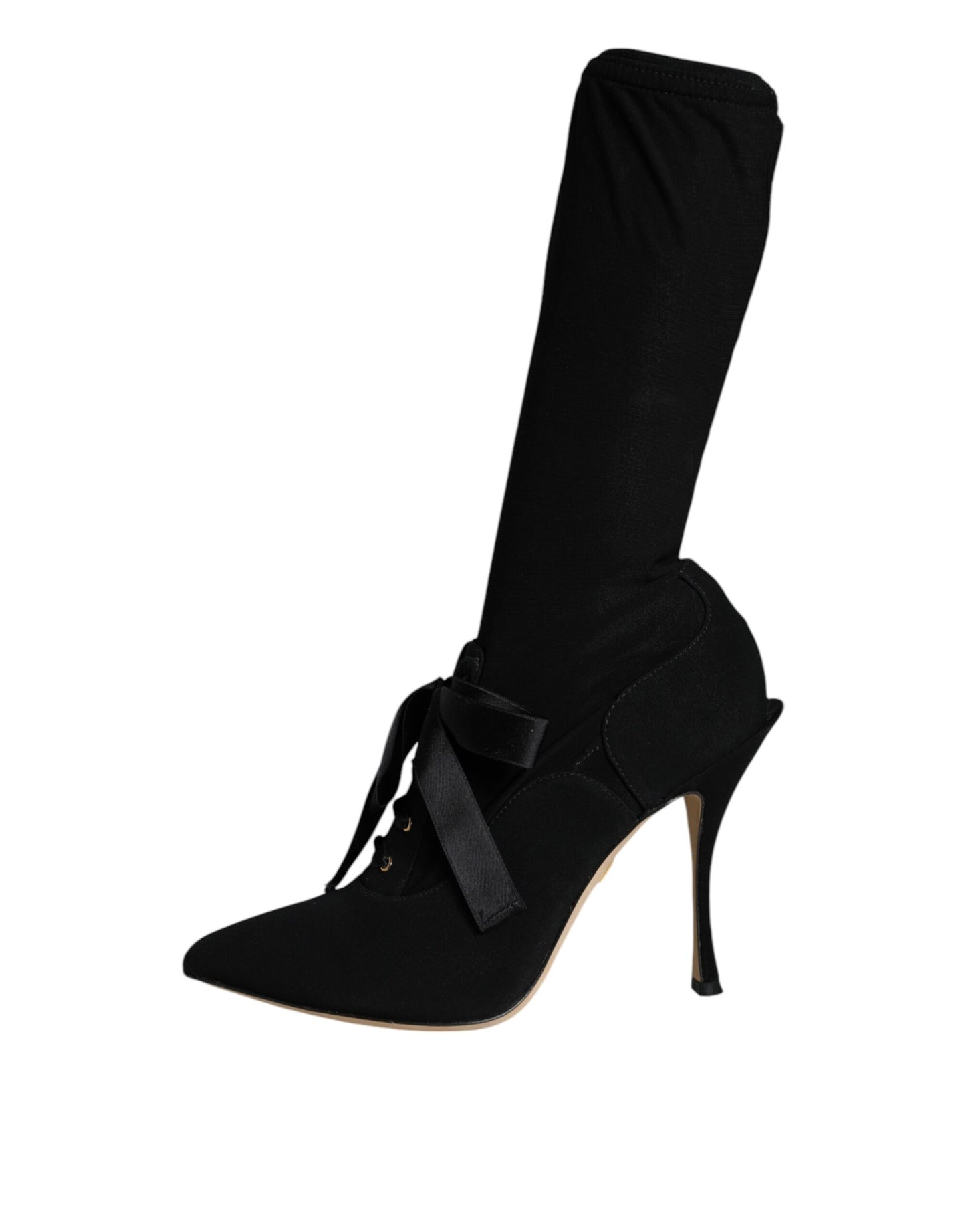 Dolce & Gabbana Schwarze Stiletto-Absätze, wadenlange Stiefel