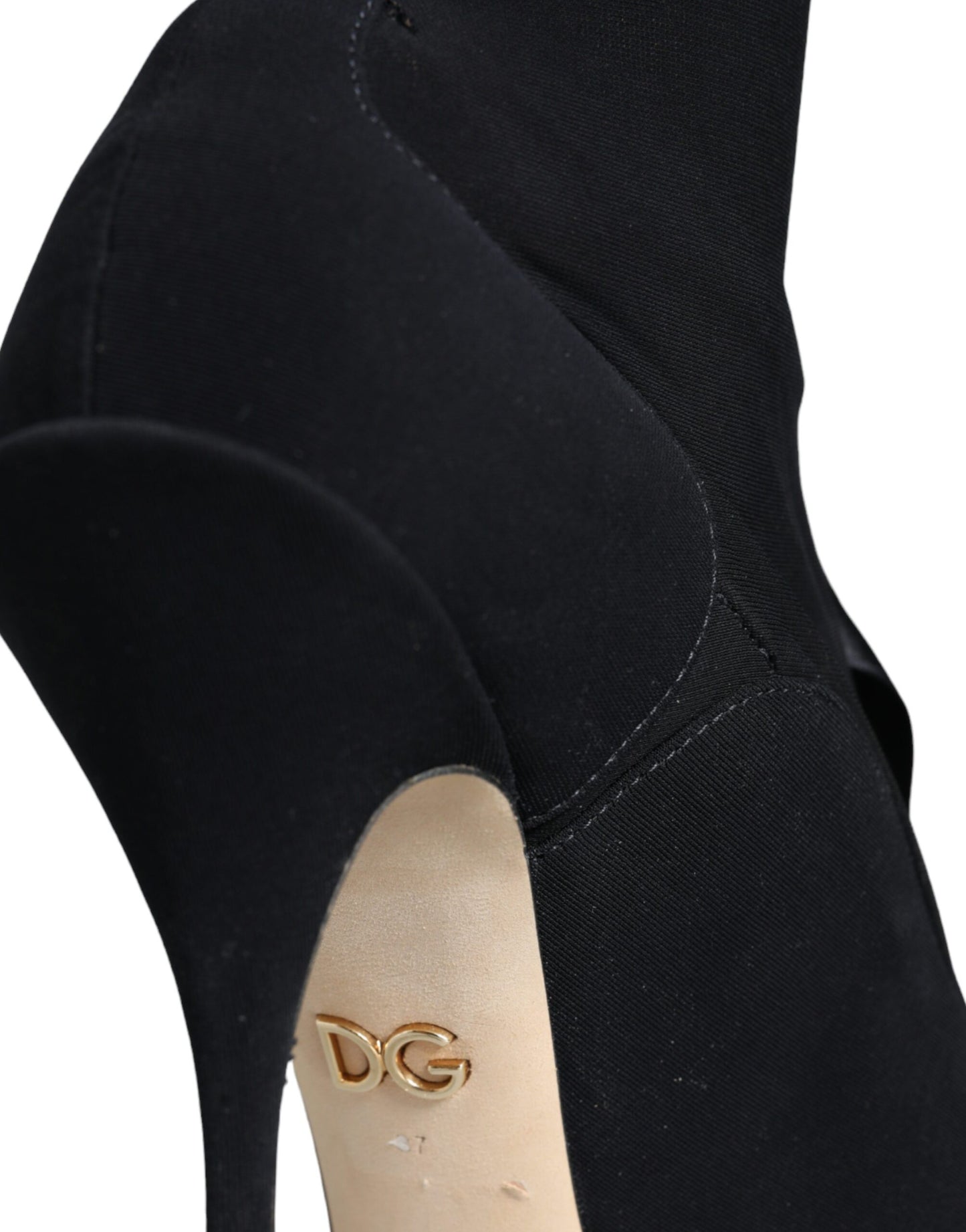 Dolce & Gabbana Schwarze Stiletto-Absätze, wadenlange Stiefel