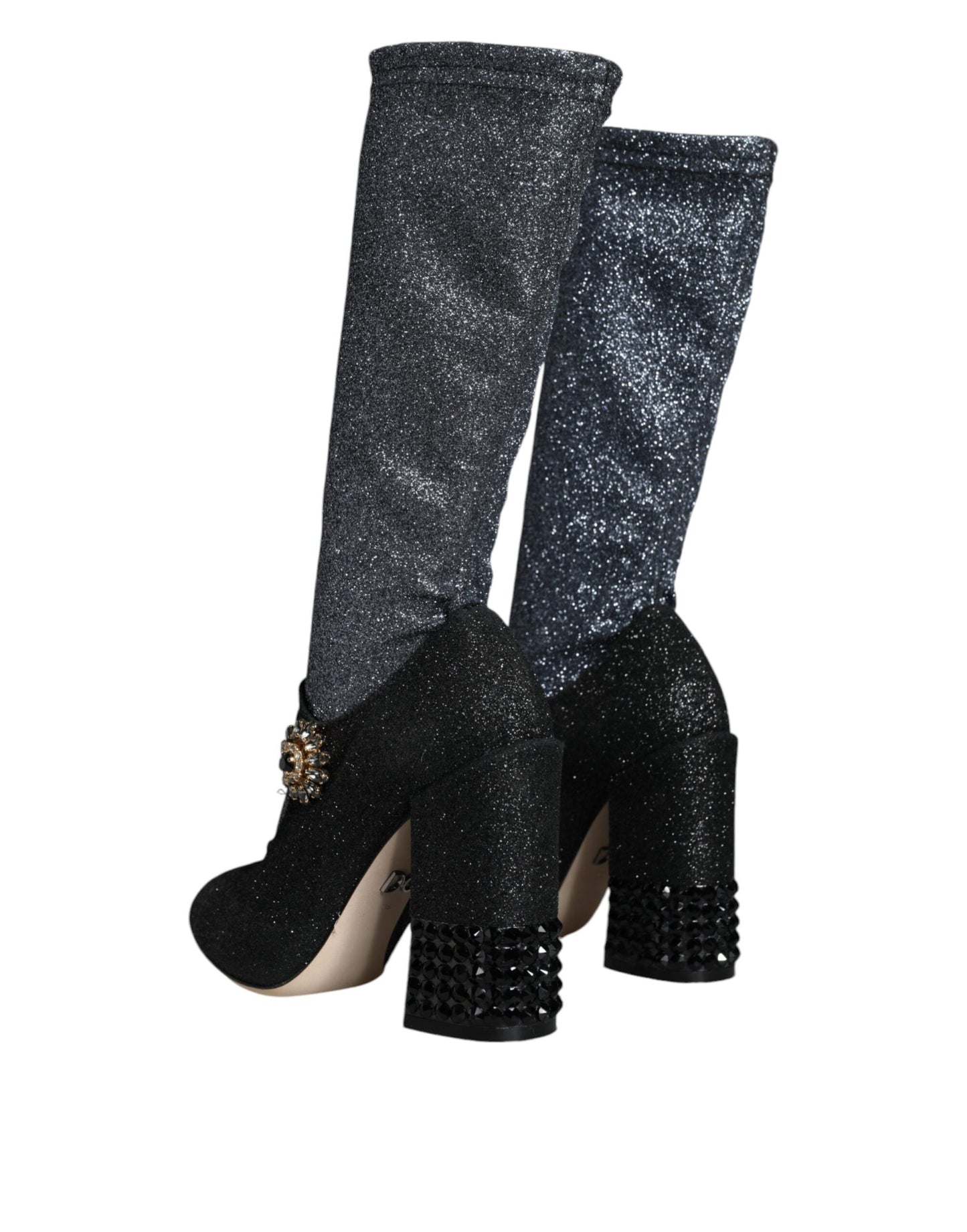 Dolce & Gabbana – Mary Janes-Stiefeletten mit Kristallen in Schwarz