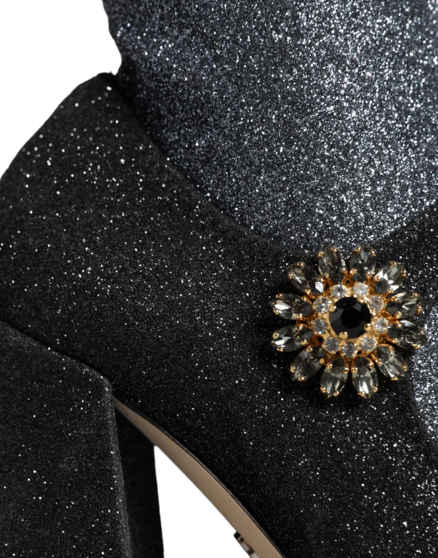 Dolce & Gabbana – Mary Janes-Stiefeletten mit Kristallen in Schwarz