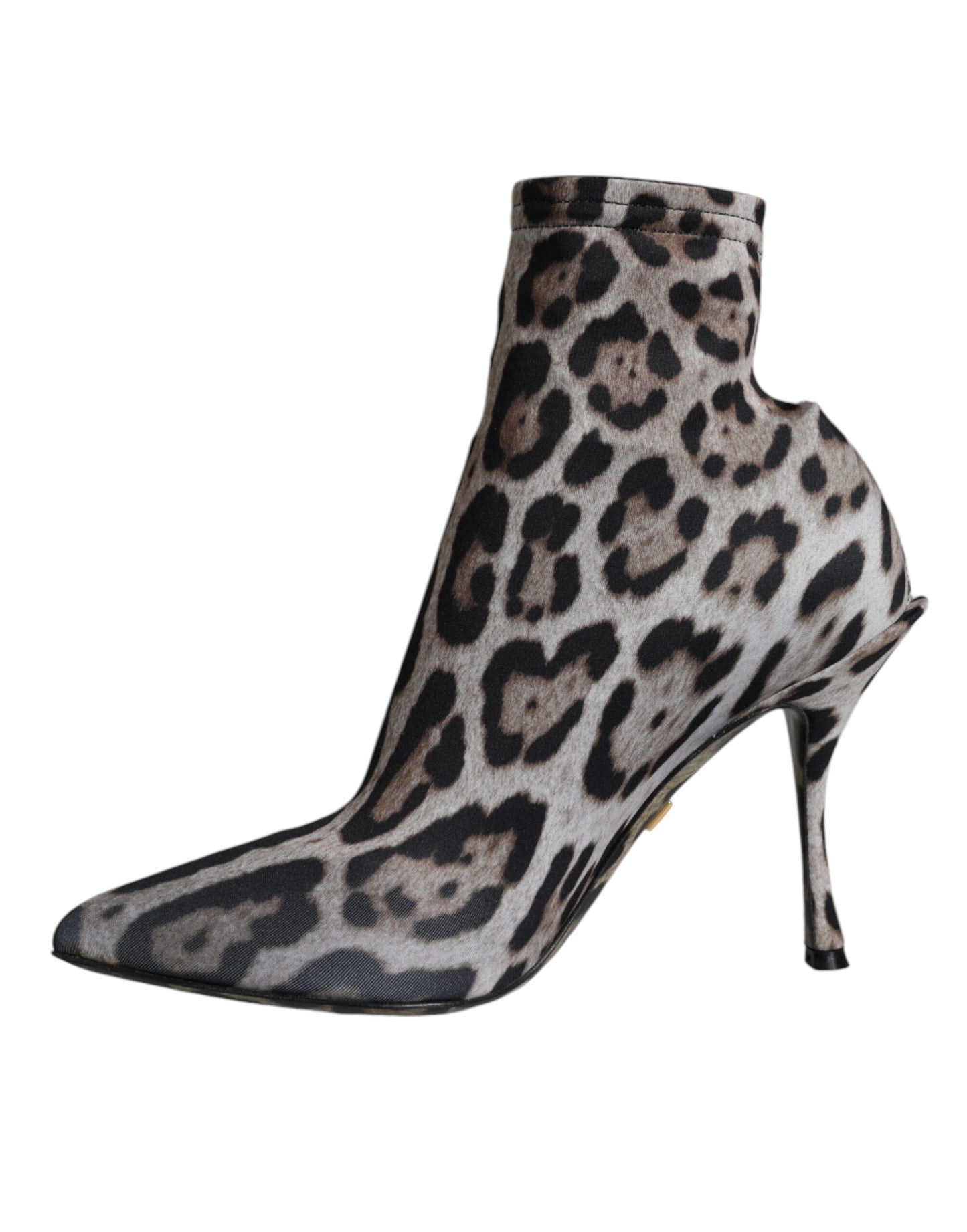 Dolce & Gabbana Grau Leopard Stretch Heels Ankle Boots Schuhe