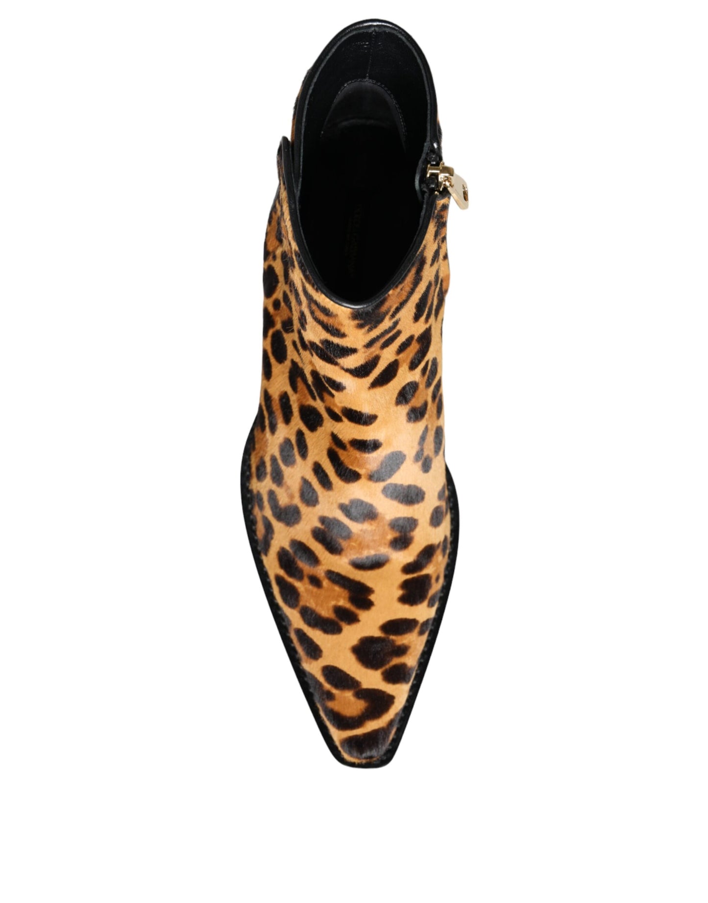 Dolce & Gabbana Braune Stiefeletten aus Kalbsfell mit Leopardenmuster