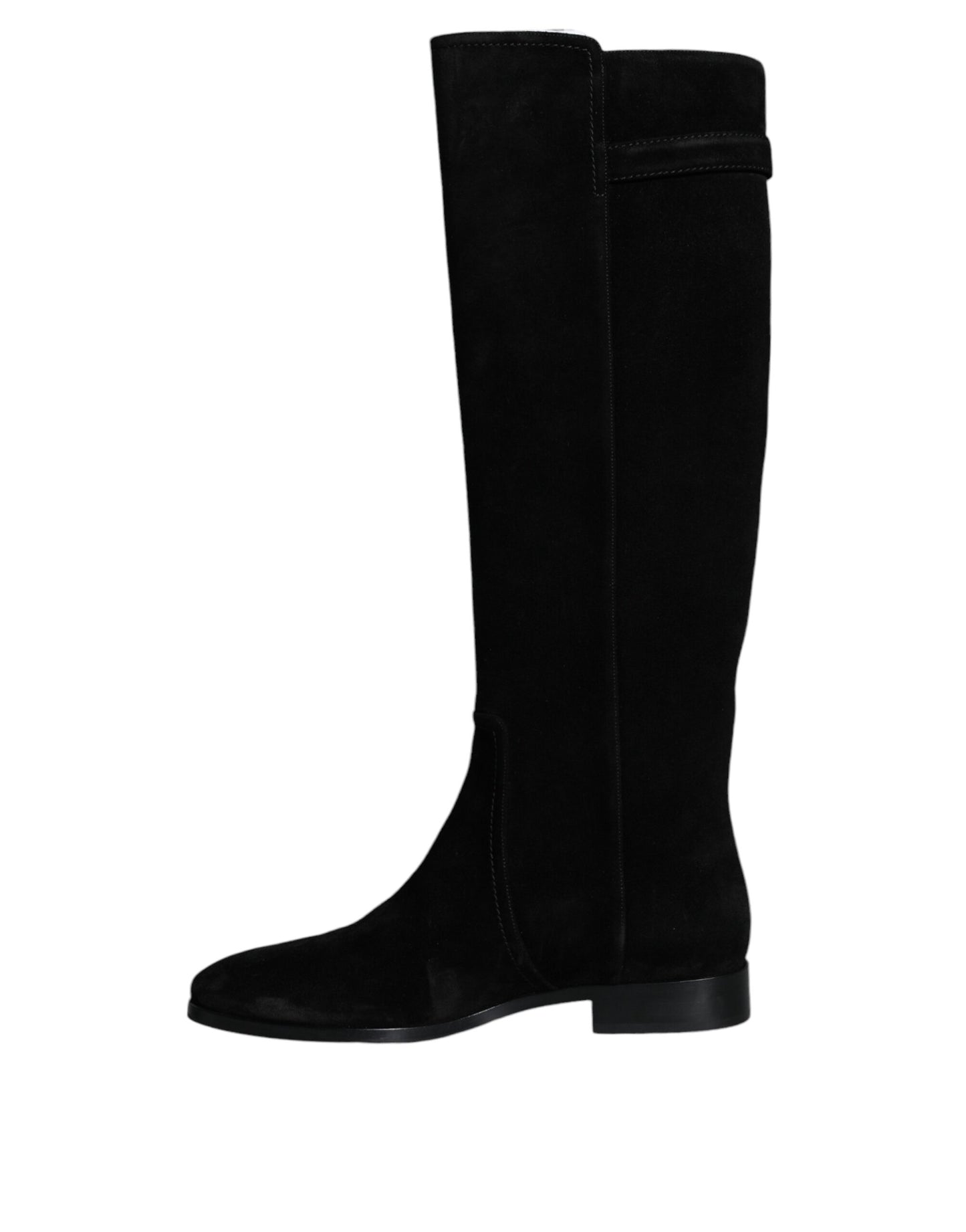Dolce & Gabbana – Kniehohe Stiefel aus schwarzem Wildleder