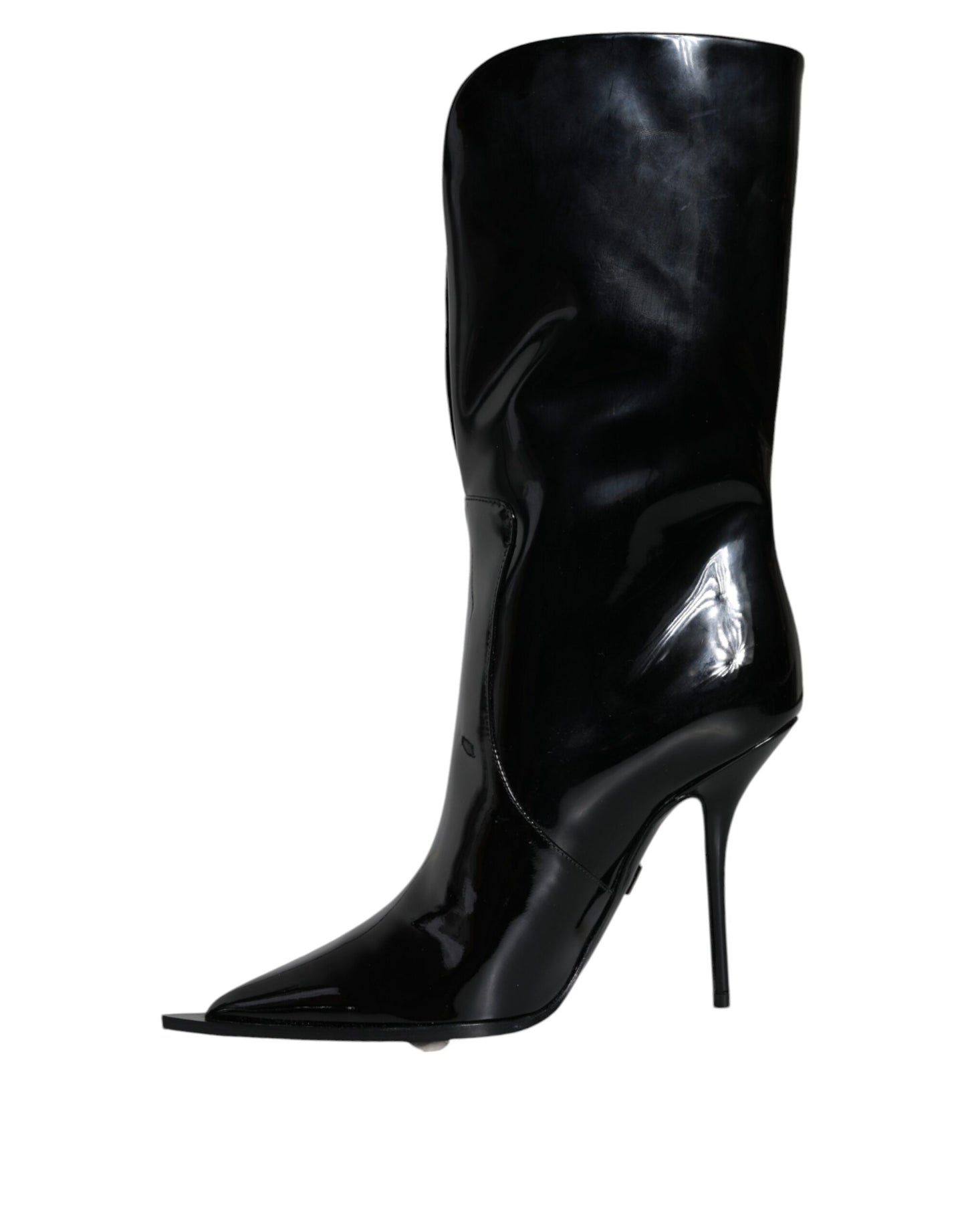 Dolce & Gabbana – Wadenhohe Stiefel aus schwarzem Lackleder