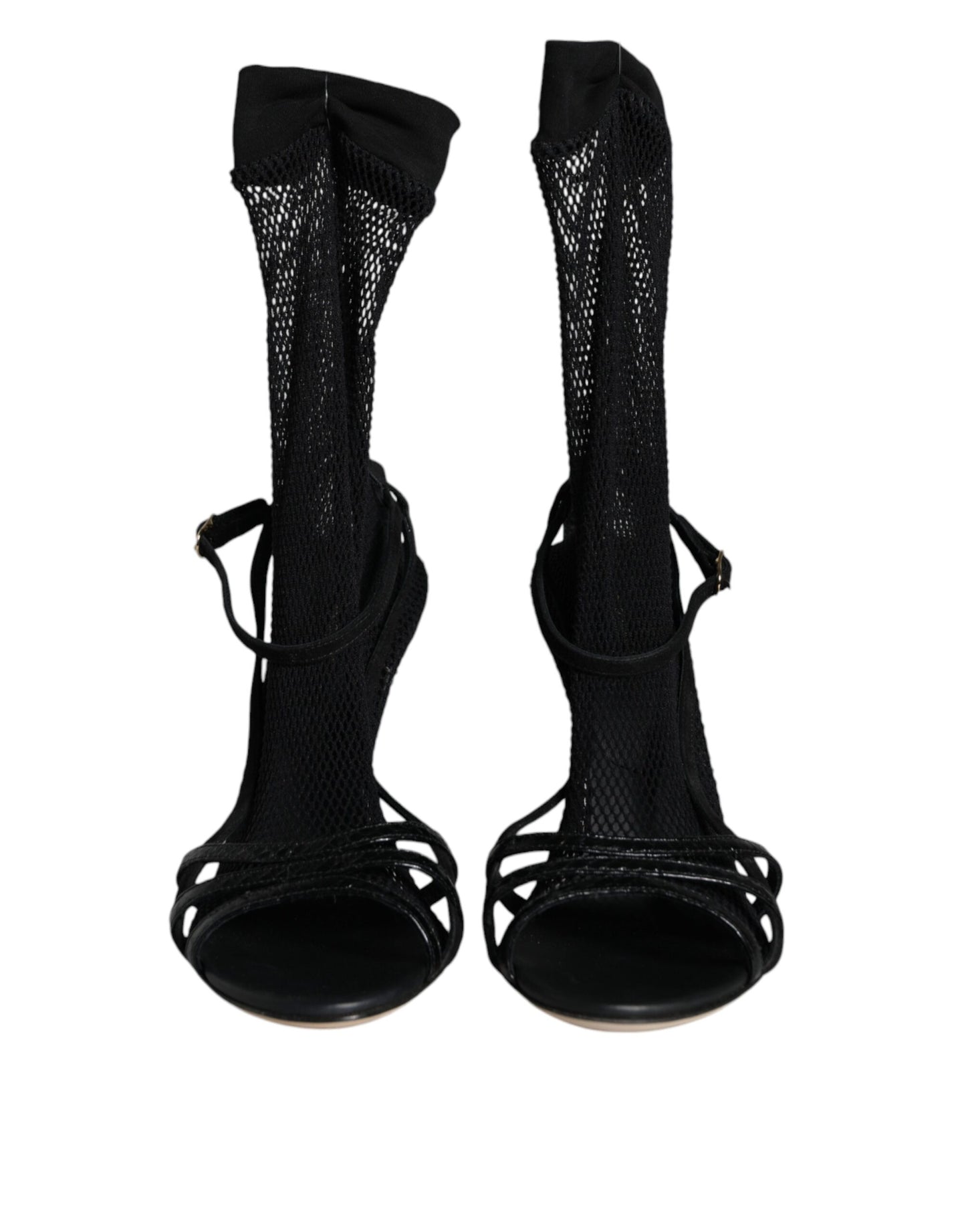 Dolce & Gabbana Schwarze Mesh-Stiletto-Sandalen