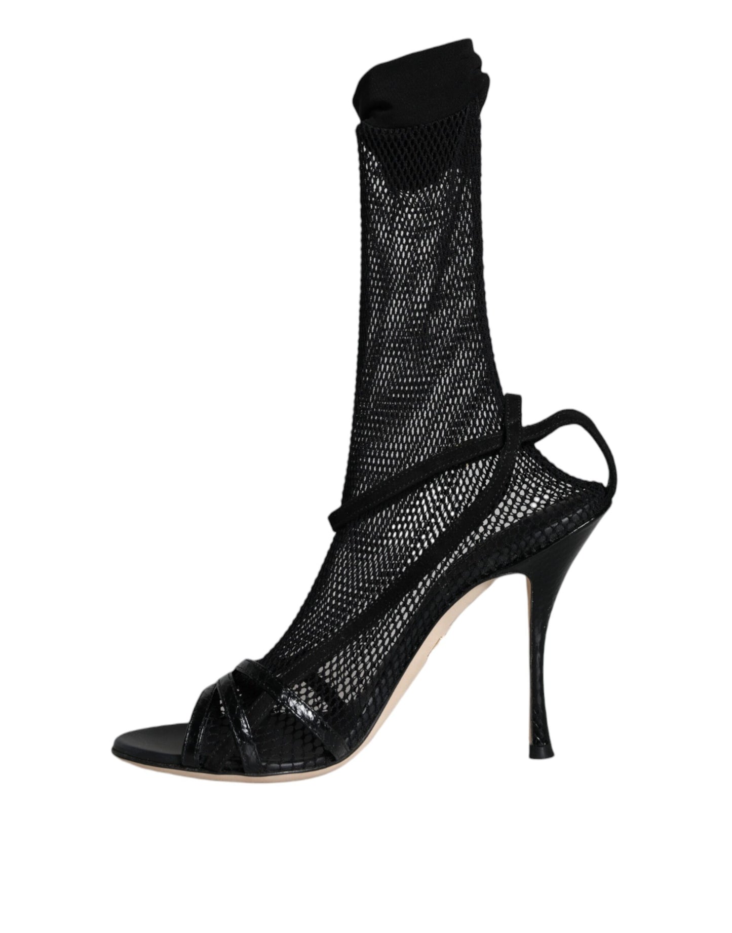 Dolce & Gabbana Schwarze Mesh-Stiletto-Sandalen