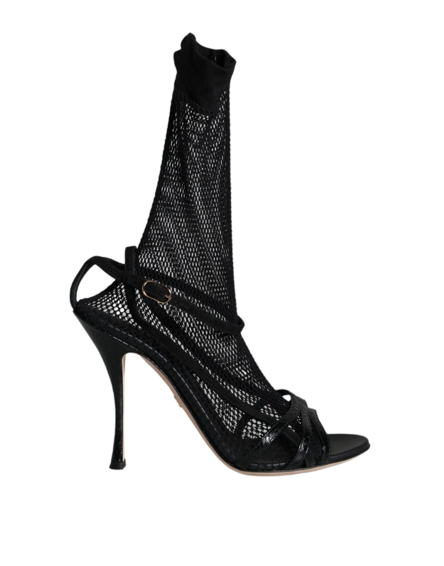 Dolce & Gabbana Schwarze Mesh-Stiletto-Sandalen