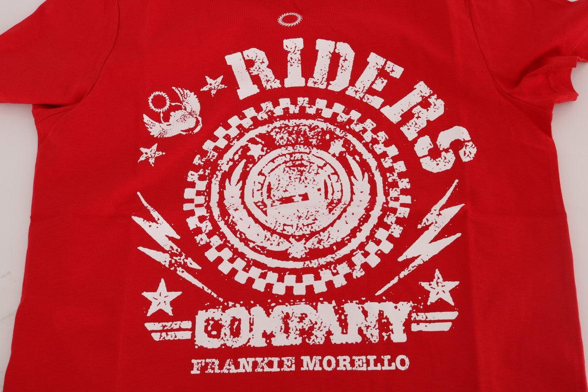 Frankie Morello – Rotes RIDERS-T-Shirt aus Baumwolle mit Rundhalsausschnitt