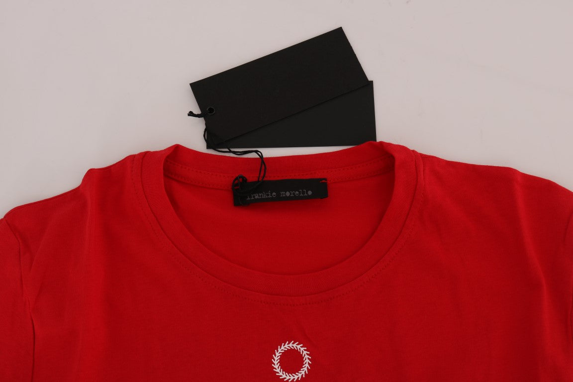Frankie Morello – Rotes RIDERS-T-Shirt aus Baumwolle mit Rundhalsausschnitt