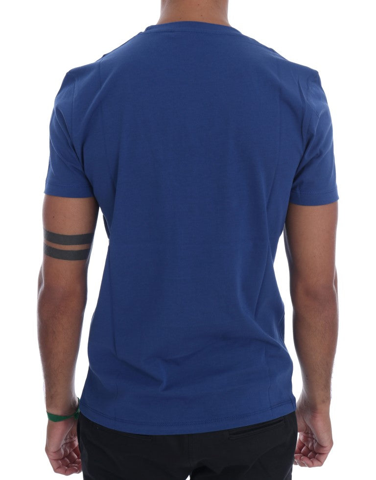 Frankie Morello – Blaues RIDERS-T-Shirt mit Rundhalsausschnitt aus Baumwolle