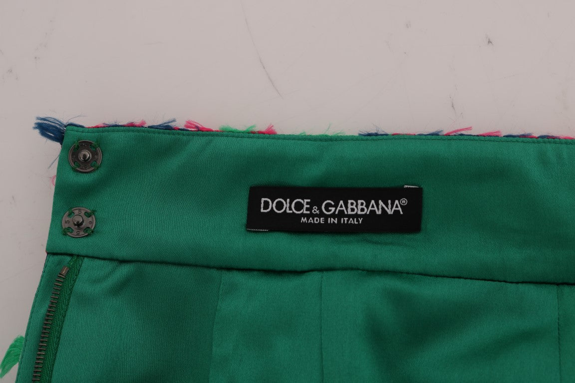 Dolce & Gabbana Pink-Grüner Jacquard-Bleistiftrock
