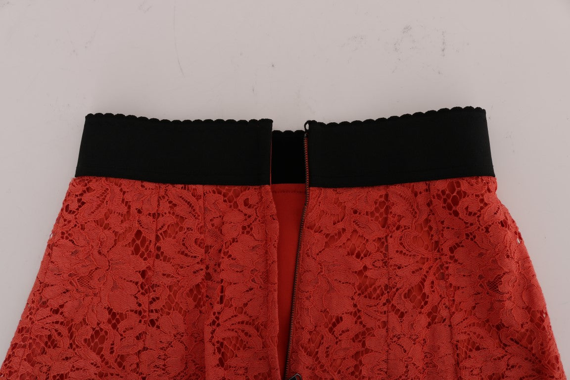 Orangefarbener Bleistiftrock aus Makramee-Spitze von Dolce & Gabbana