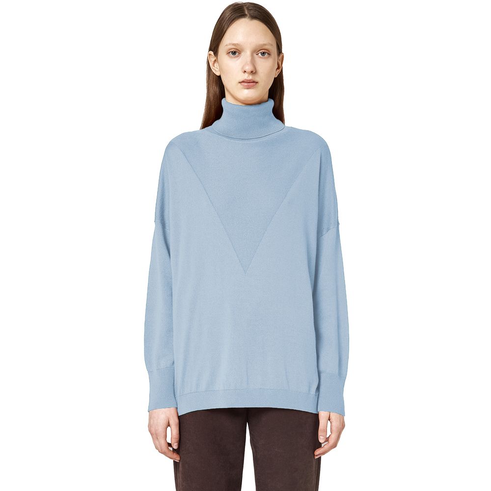 Alpha Studio Hellblauer Seidenpullover für Damen