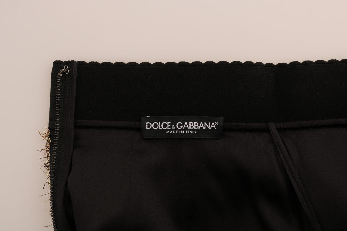 Dolce & Gabbana Goldschwarzer kurzer Minirock