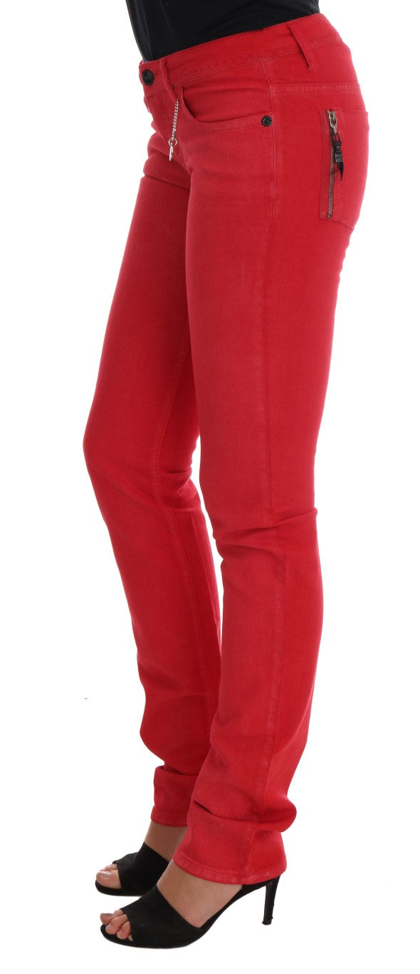 Costume National – Rote Slim-Jeans aus Stretch-Baumwolle