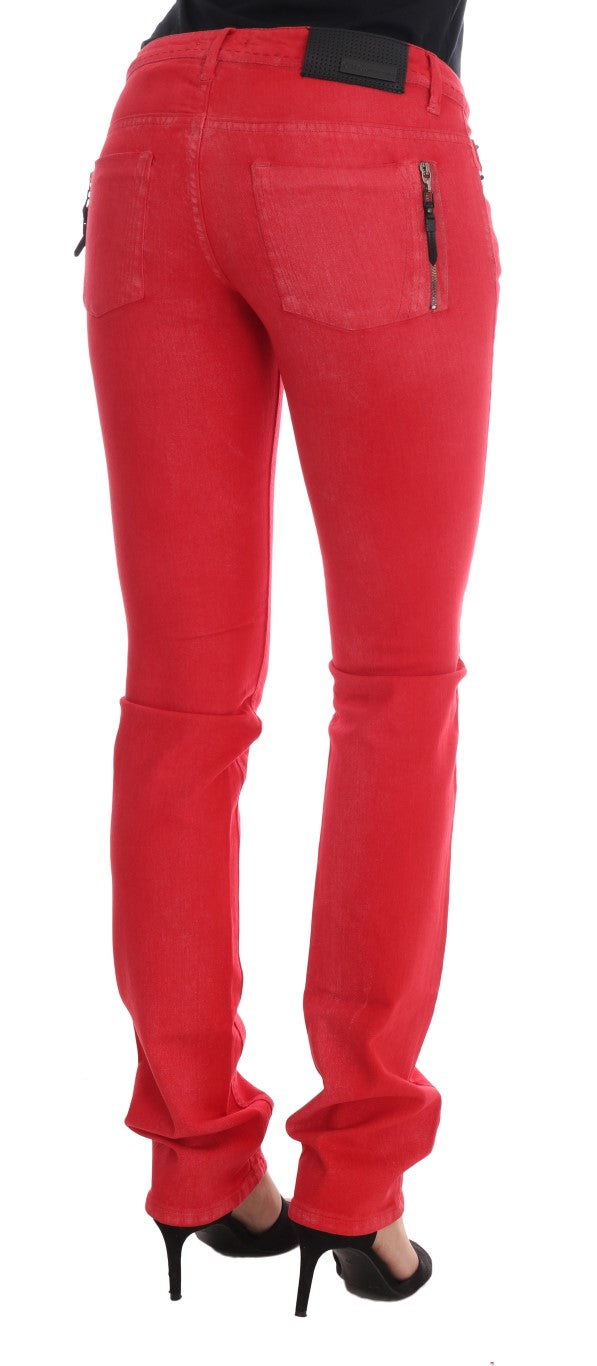 Costume National – Rote Slim-Jeans aus Stretch-Baumwolle