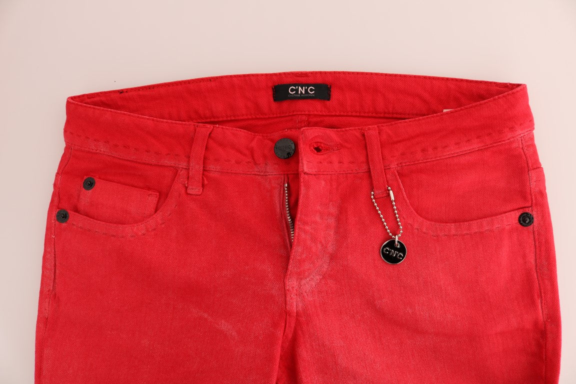 Costume National – Rote Slim-Jeans aus Stretch-Baumwolle