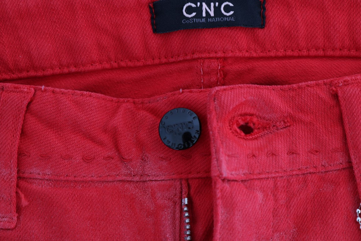 Costume National – Rote Slim-Jeans aus Stretch-Baumwolle