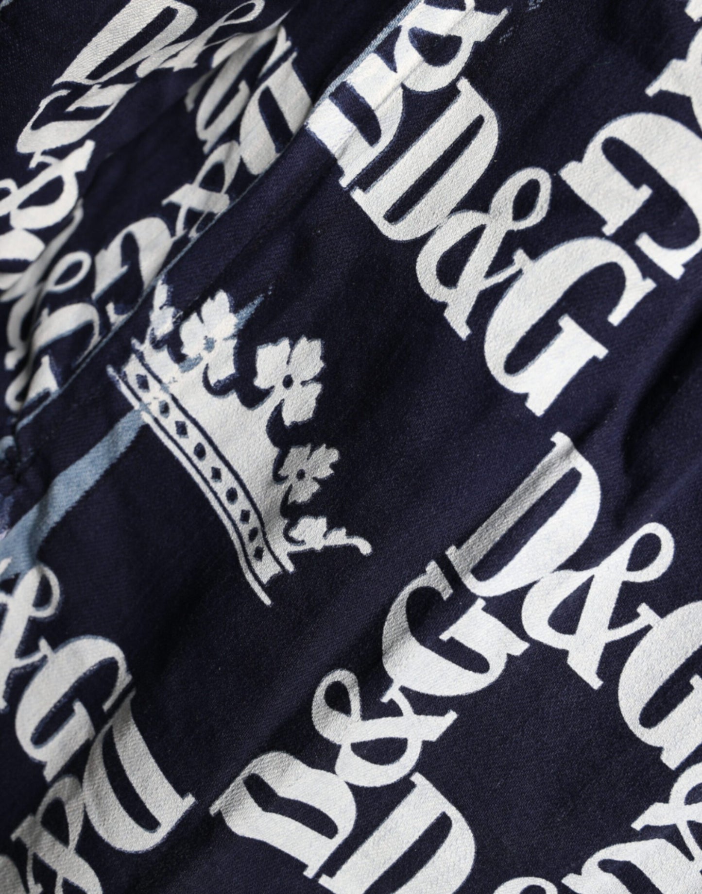 Dolce & Gabbana – Slim Fit-Baumwollhemd mit blauem Kronen-Logo-Print