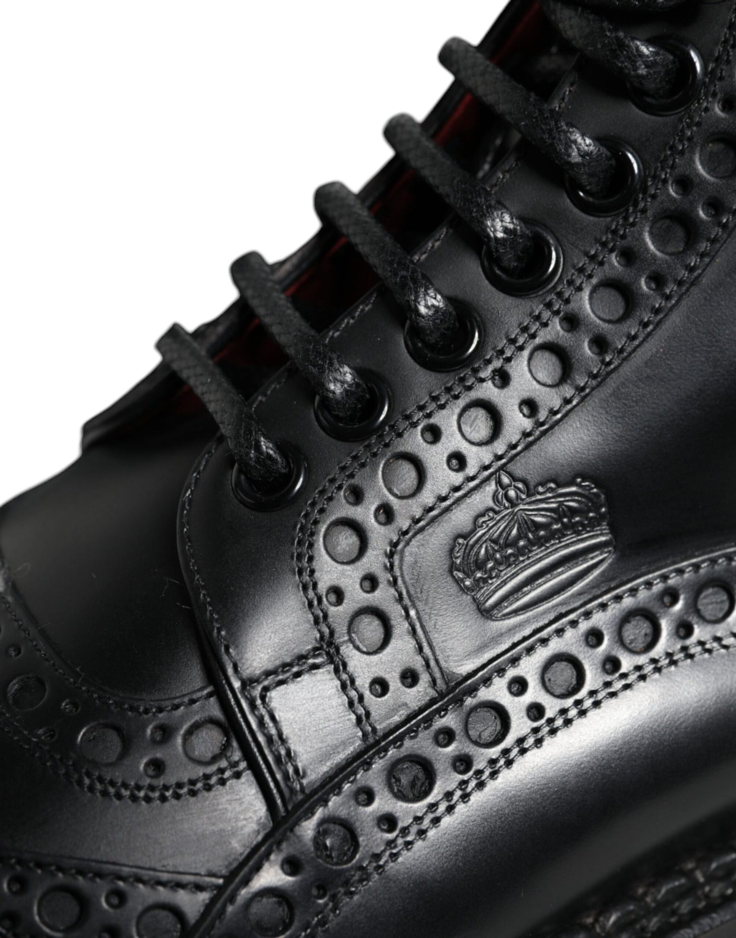 Dolce & Gabbana – Schwarze, wadenhohe Schnürstiefel aus Leder