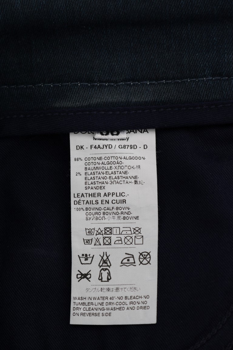 Dolce & Gabbana Blauer kurzer gestreifter Mini-Jeansrock