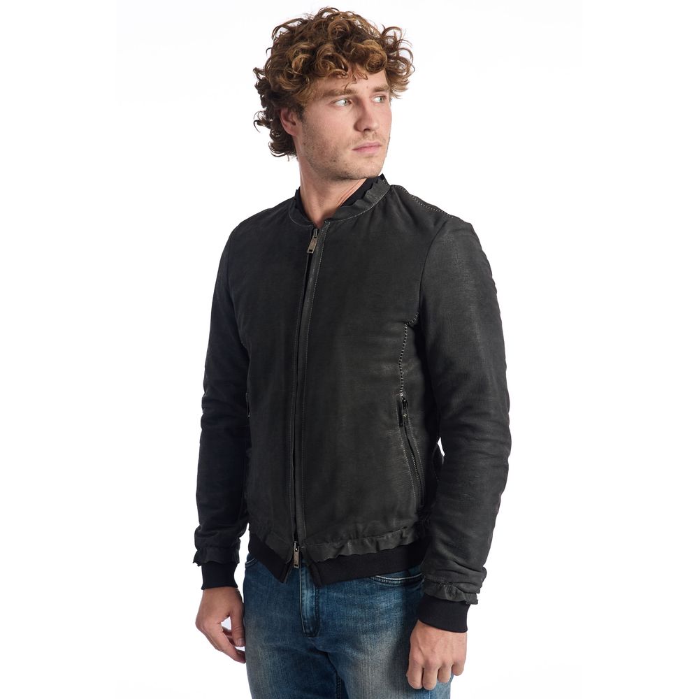 Roberto Pepe Luxus-Herrenjacke aus grauem Lammleder