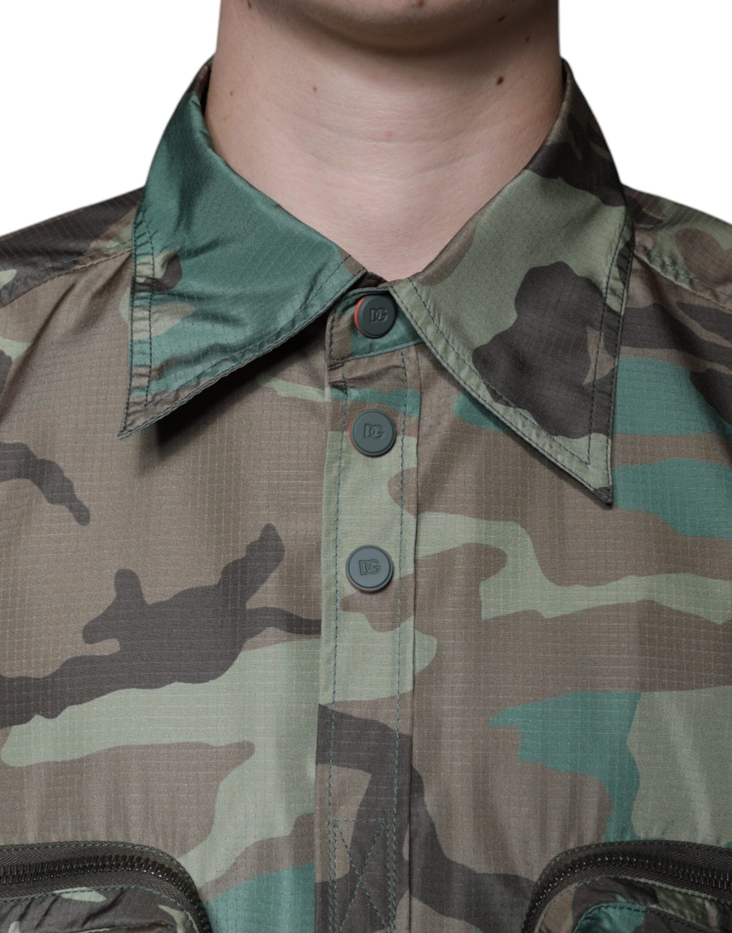 Dolce & Gabbana Mehrfarbiges Camouflage-Hemd mit Knopfleiste